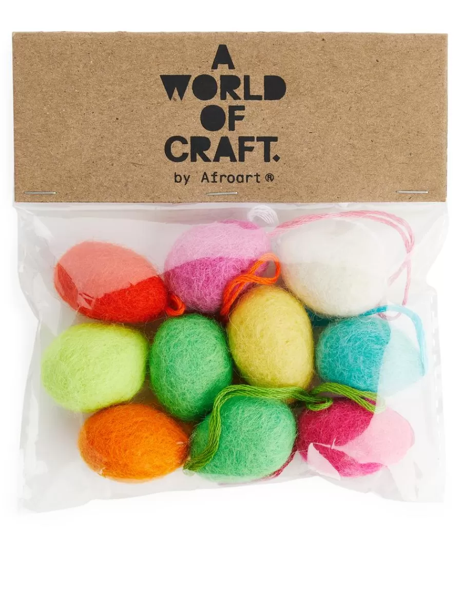 Clearance ARKET A World Of Craft Felted Egg Decorations Mixed Colours