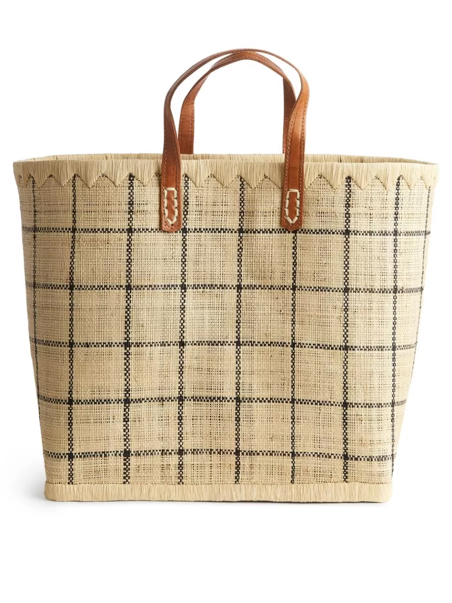Shop ARKET A World Of Craft Large Raffia Bag Beige/Black