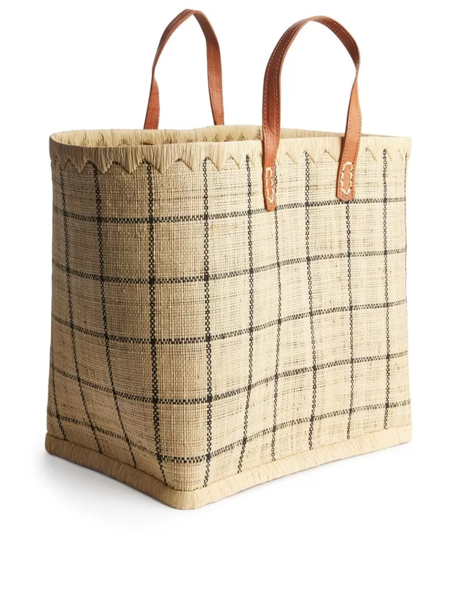 Shop ARKET A World Of Craft Large Raffia Bag Beige/Black