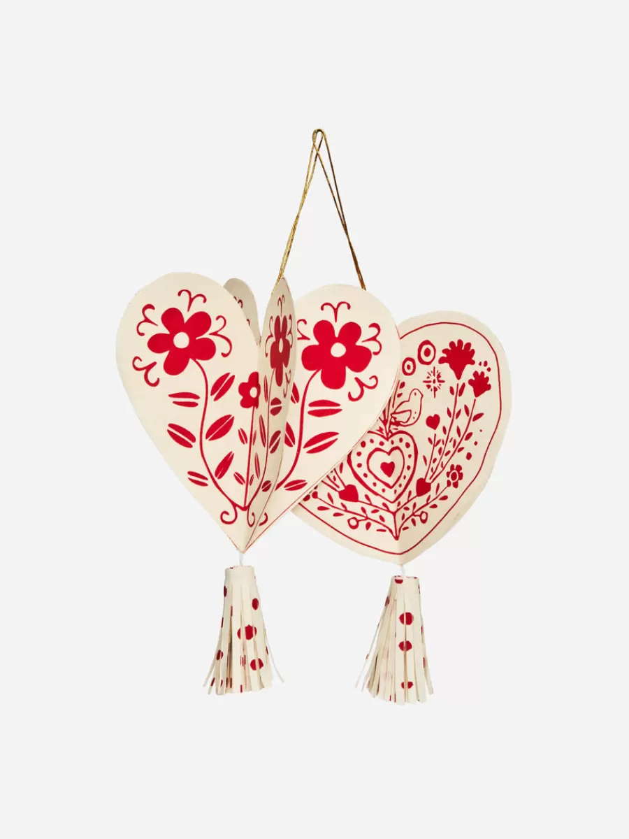 Clearance ARKET A World Of Craft Paper Ornaments Set Of 2 Off White/Red