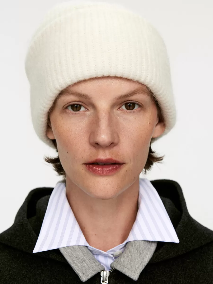 Online ARKET Alpaca-Merino Blend Beanie Off White