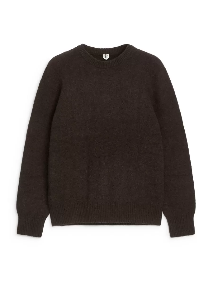 Cheap ARKET Alpaca-Merino Blend Jumper Dark Brown