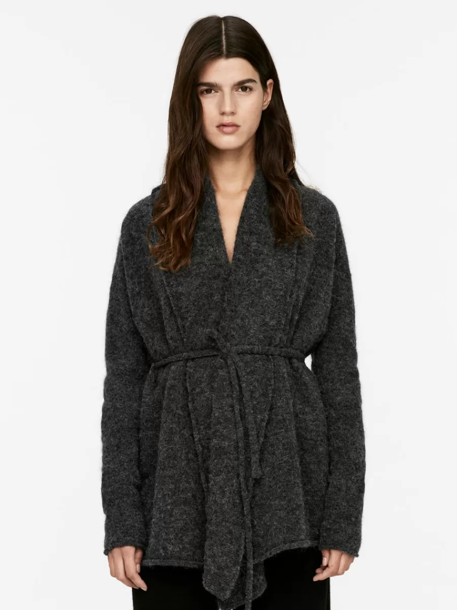 Online ARKET Alpaca-Wool Blend Cardigan Dark Grey Melange