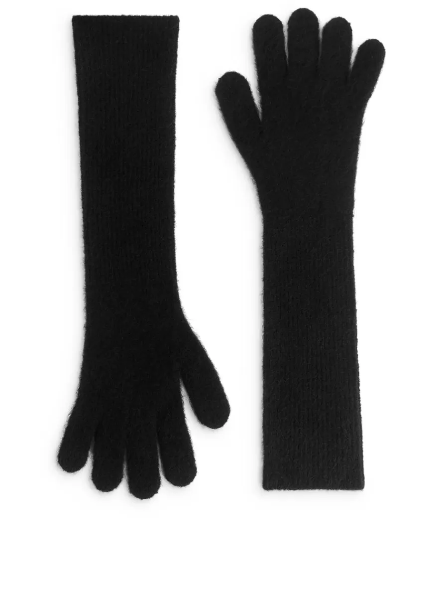 Clearance ARKET Alpaca-Wool Blend Finger Gloves Black
