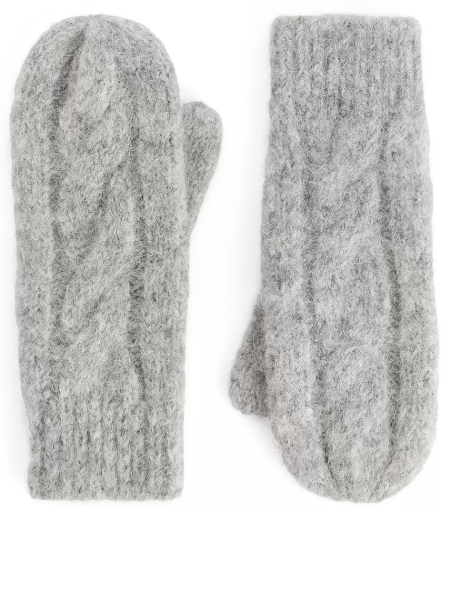 Sale ARKET Alpaca-Wool Blend Mittens Grey Melange