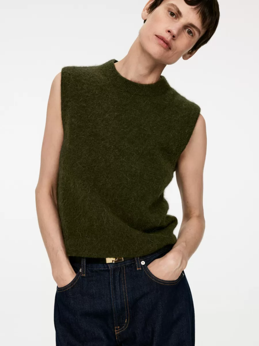 Discount ARKET Alpaca-Wool Blend Vest Dark Green