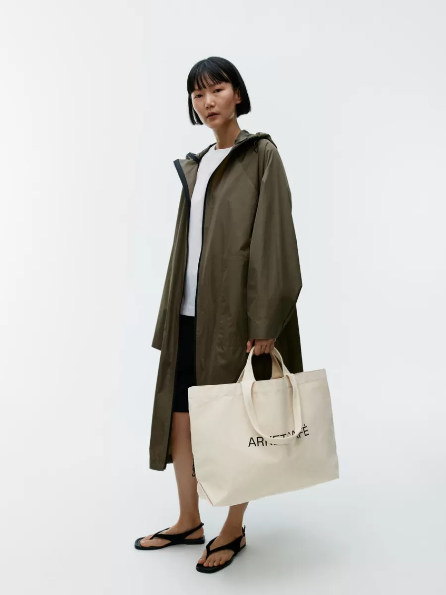 Cheap ARKET CAFÉ Canvas Tote Off White/Black