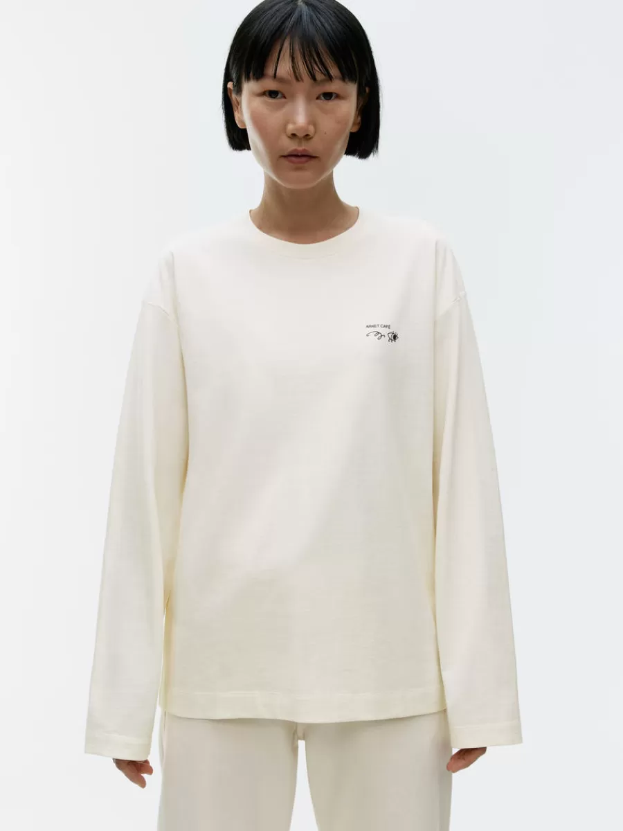 Store ARKET CAFÉ Long Sleeve T-Shirt Off White/Black