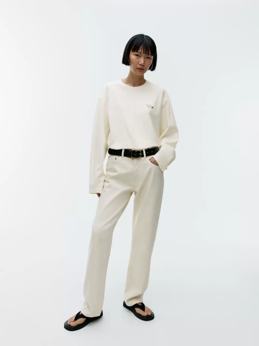 Store ARKET CAFÉ Long Sleeve T-Shirt Off White/Black
