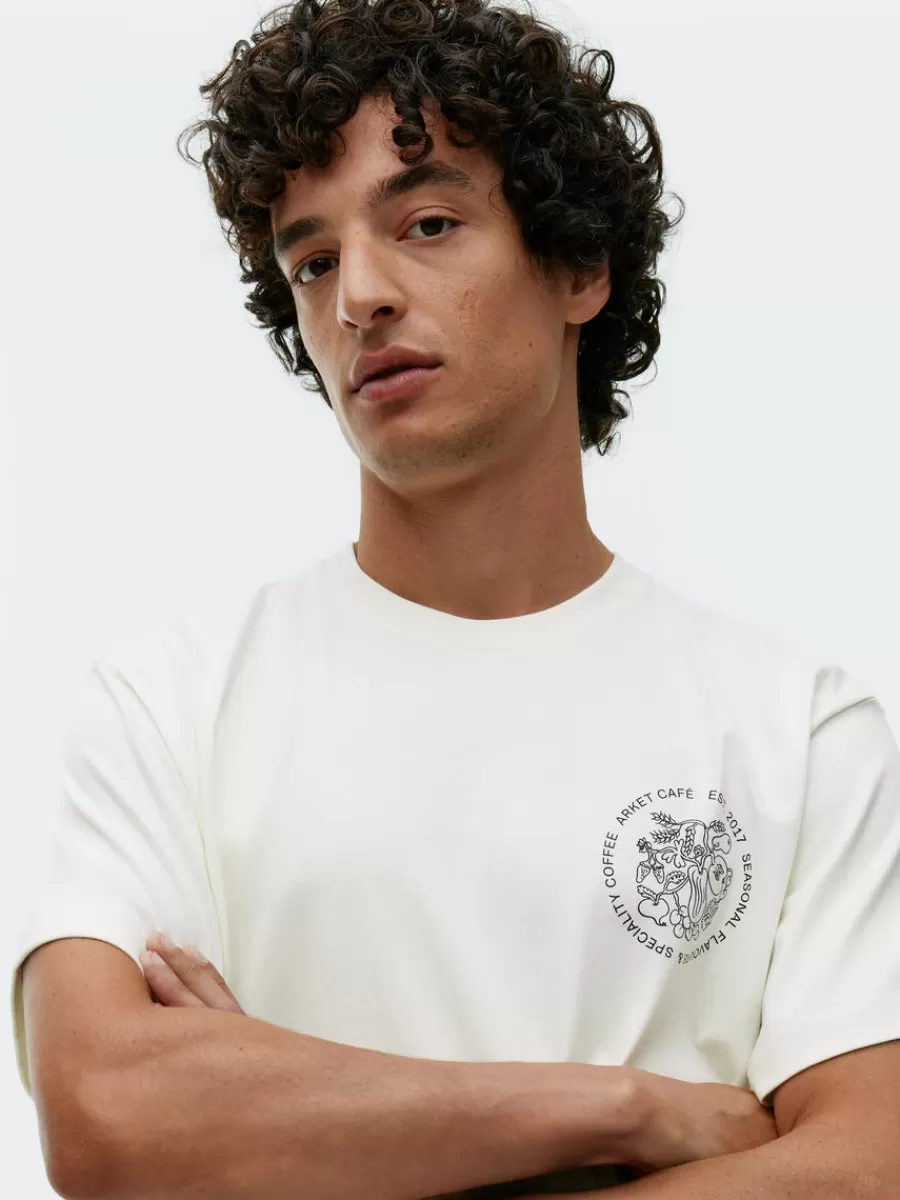 Discount ARKET CAFÉ Printed T-Shirt Off White/Black