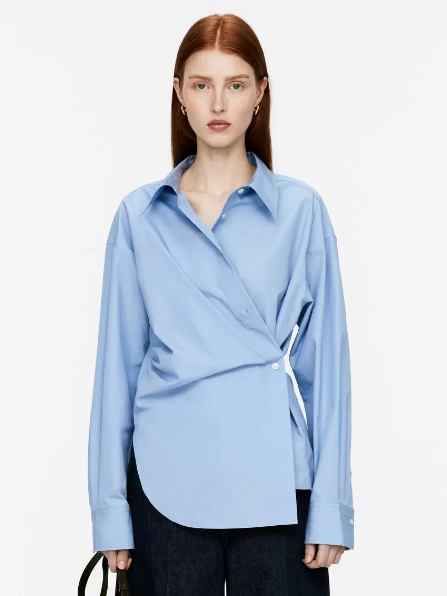 Fashion ARKET Asymmetric Wrap Shirt Light Blue