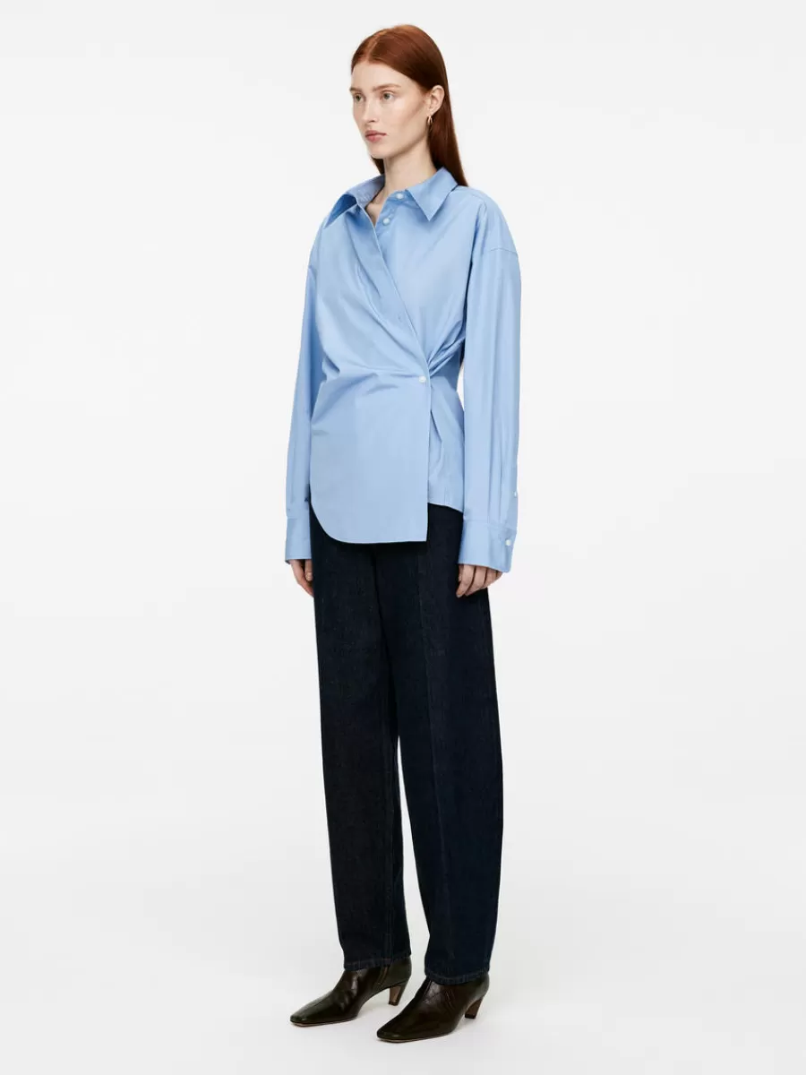 Fashion ARKET Asymmetric Wrap Shirt Light Blue