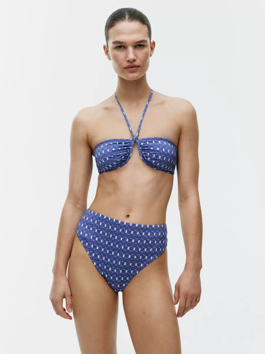 New ARKET Bandeau Bikini Top Blue/White