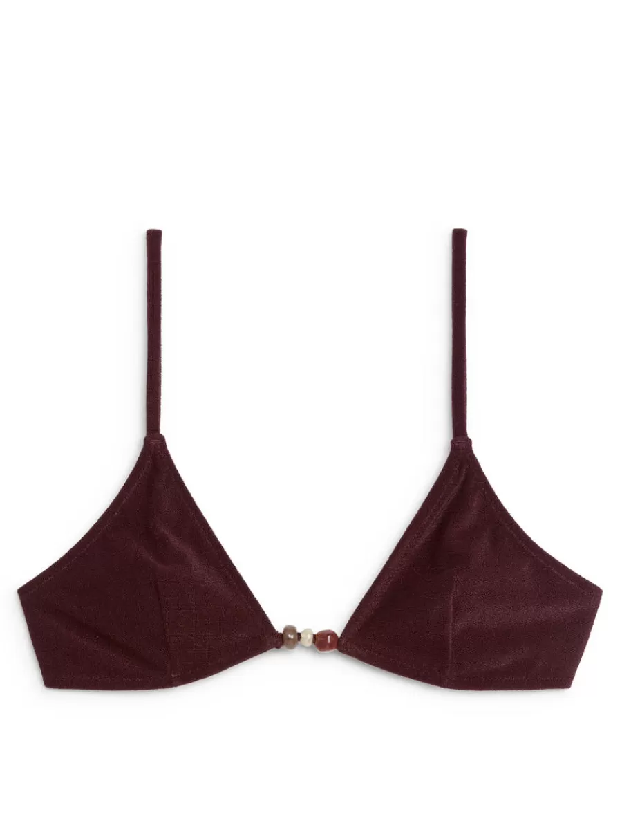Cheap ARKET Bead-Detail Bikini Top Dark Red