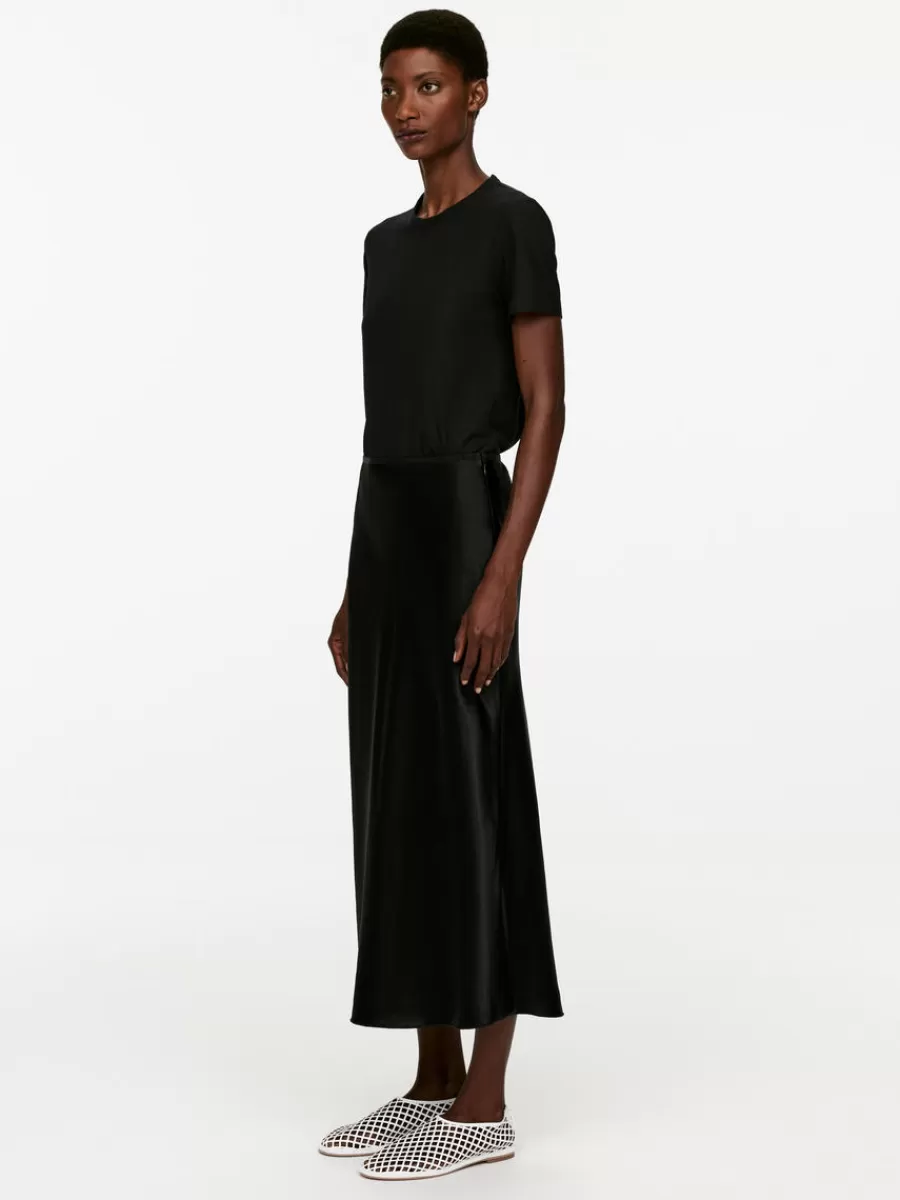 Best Sale ARKET Bias-Cut Satin Skirt Black