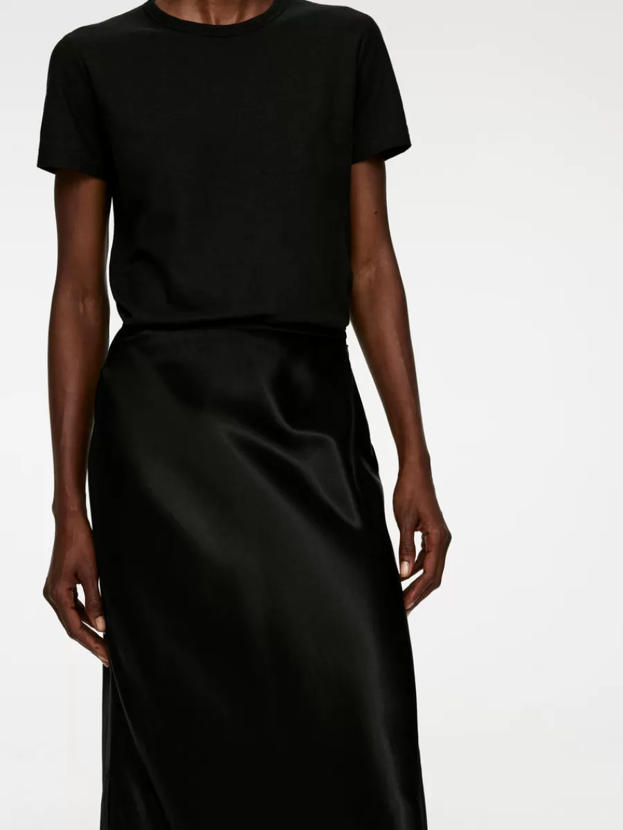 Best Sale ARKET Bias-Cut Satin Skirt Black