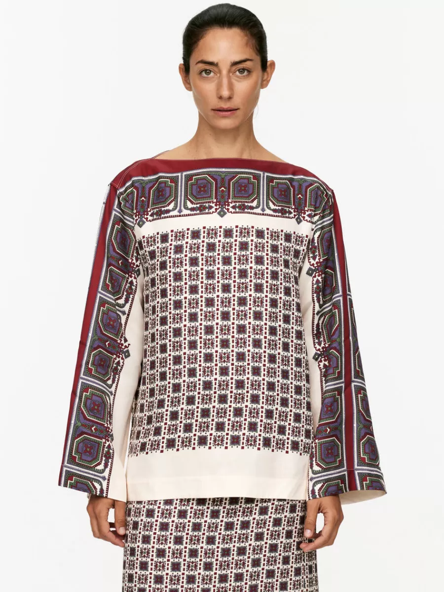 Online ARKET Boat-Neck Blouse White/Multi Colour