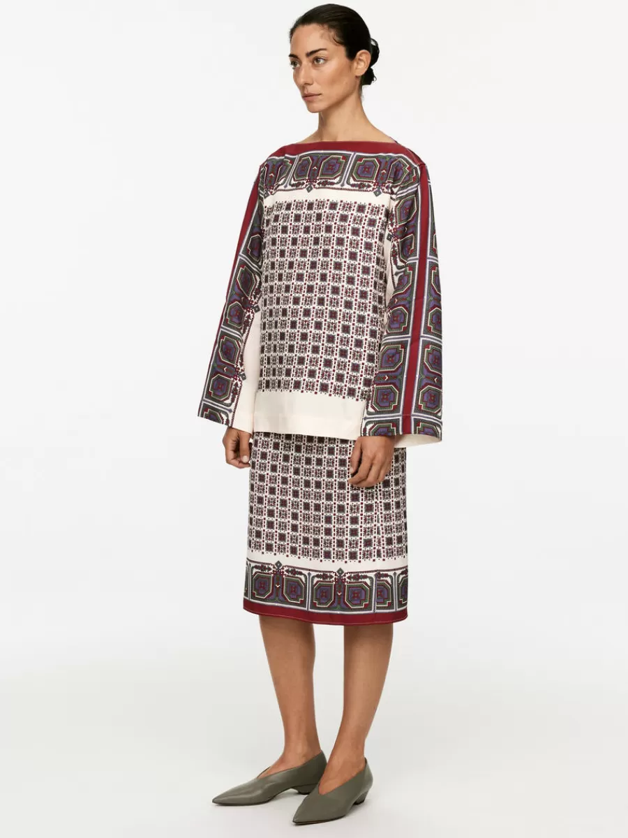 Online ARKET Boat-Neck Blouse White/Multi Colour