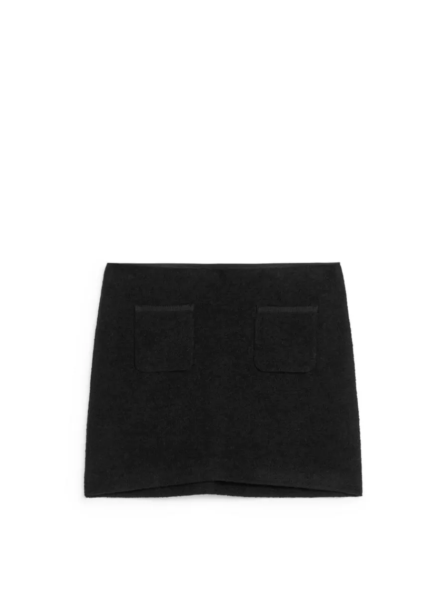Shop ARKET Boiled Wool-Blend Skirt Black