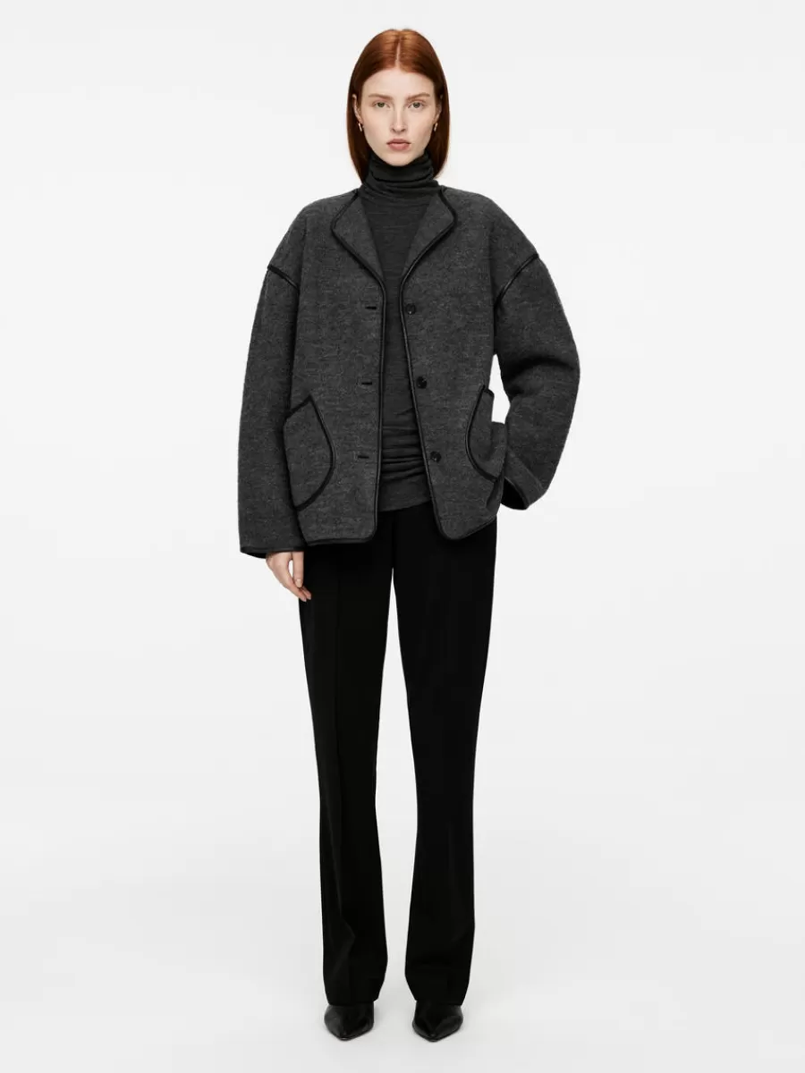Outlet ARKET Boiled Wool-Cotton Jacket Dark Grey
