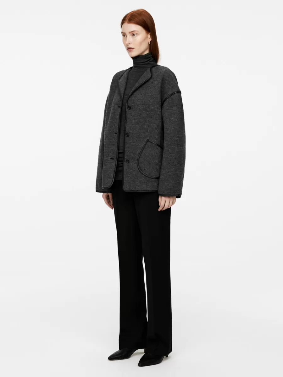 Outlet ARKET Boiled Wool-Cotton Jacket Dark Grey
