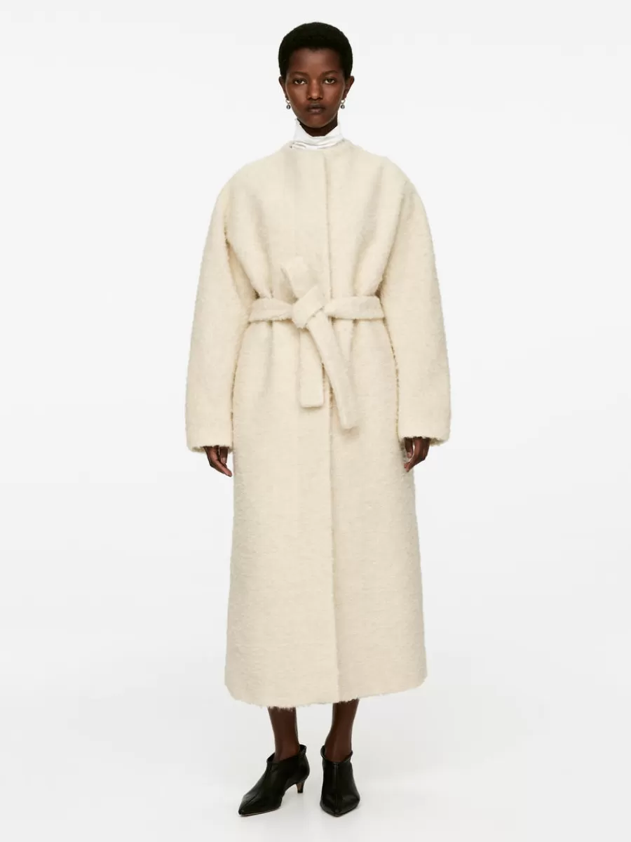 Shop ARKET Bouclé Wool Coat Off White