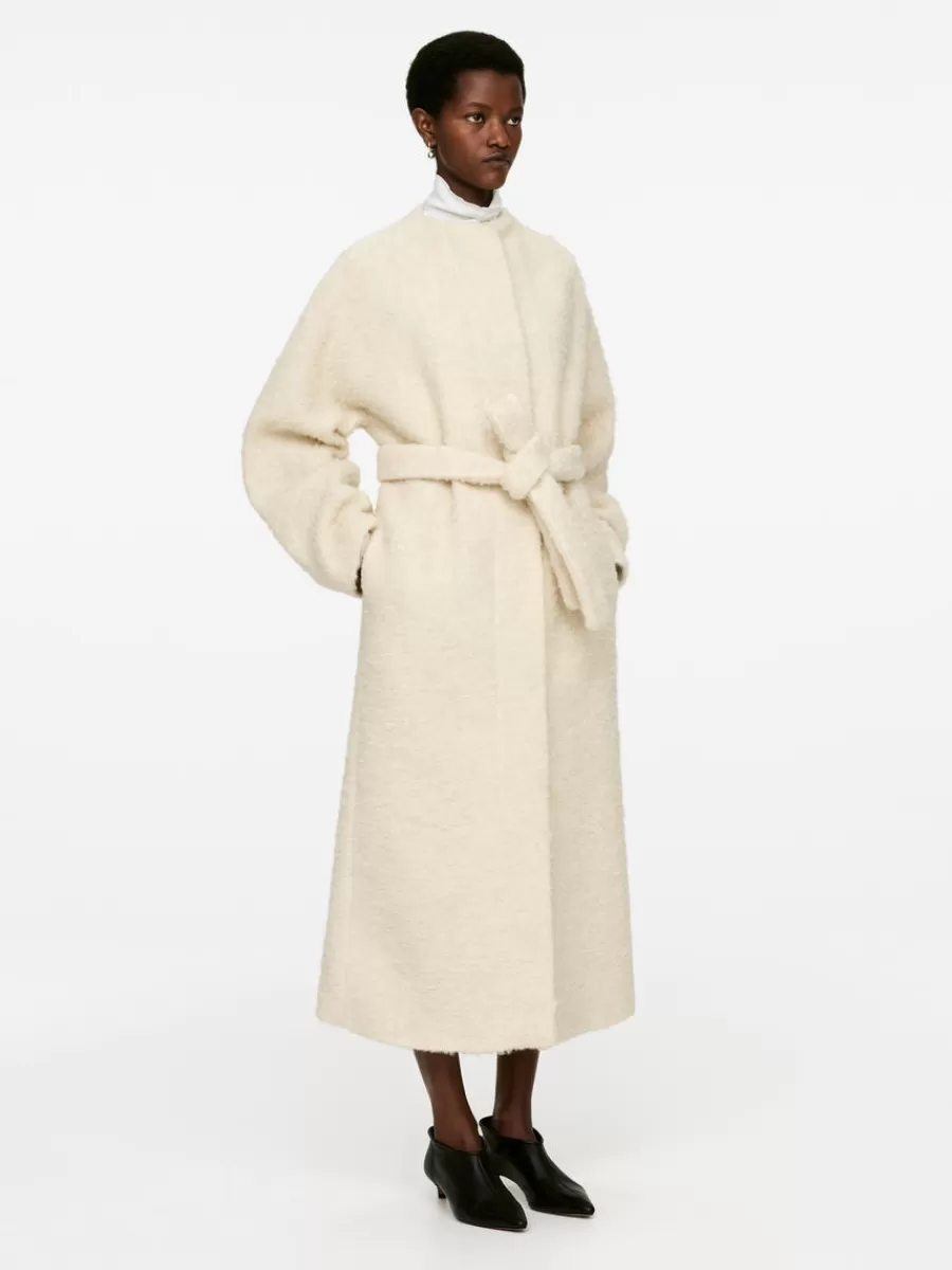 Shop ARKET Bouclé Wool Coat Off White