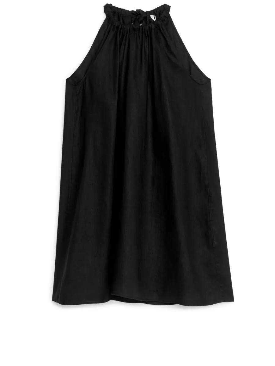 Best Sale ARKET Bow Linen Dress Black