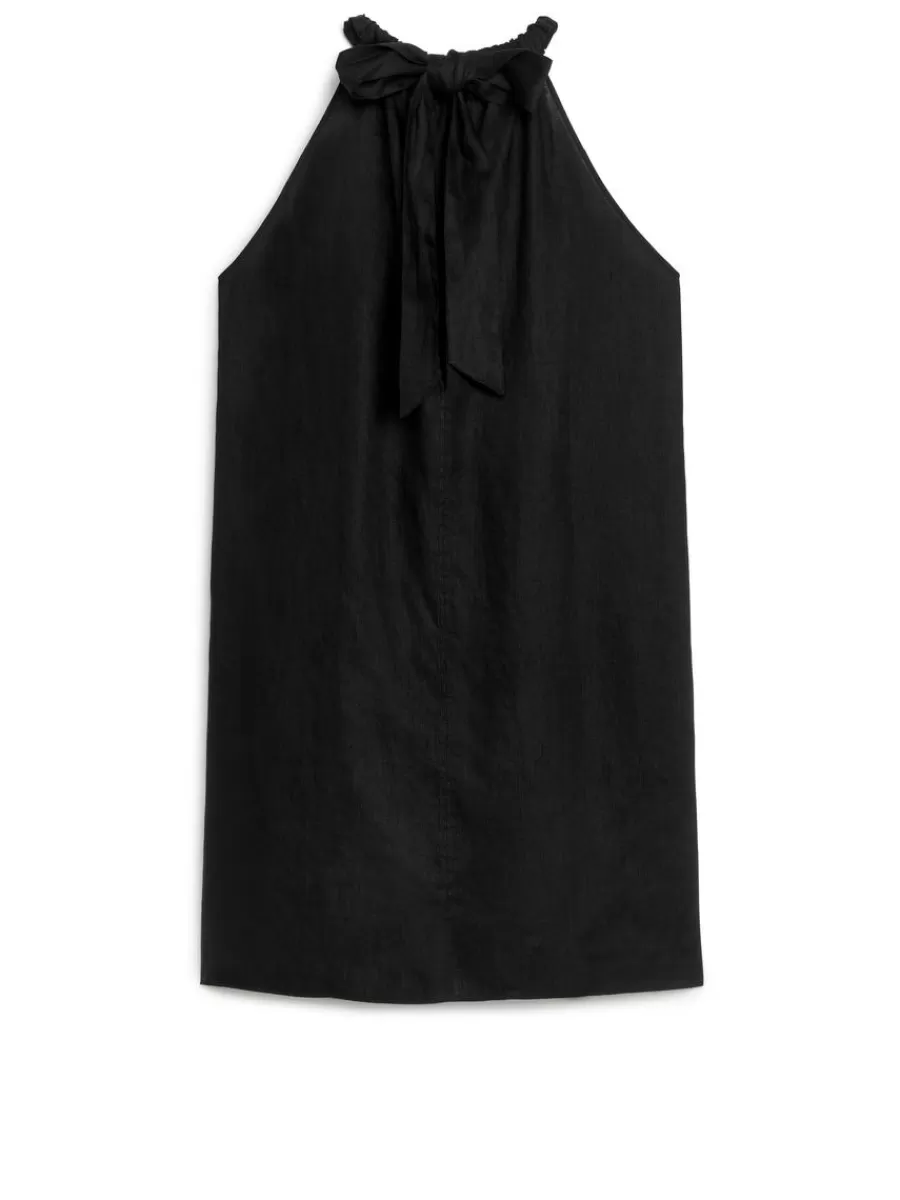 Best Sale ARKET Bow Linen Dress Black