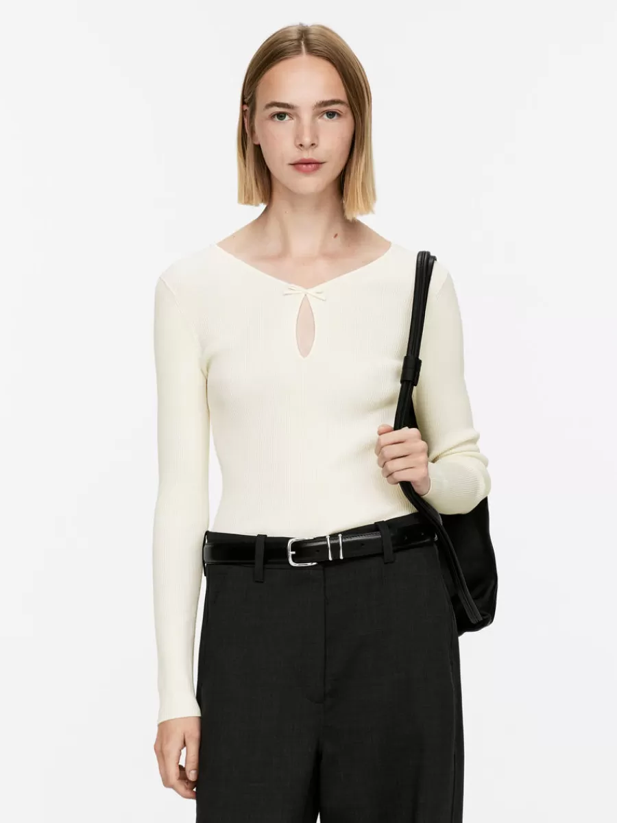 Discount ARKET Bow-Detail Rib Top White
