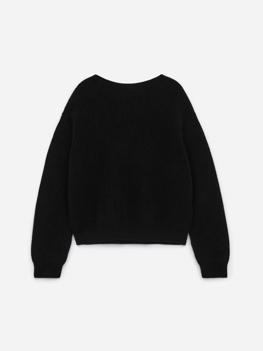 Shop ARKET Bow-Detail Wool-Cotton Jumper Black