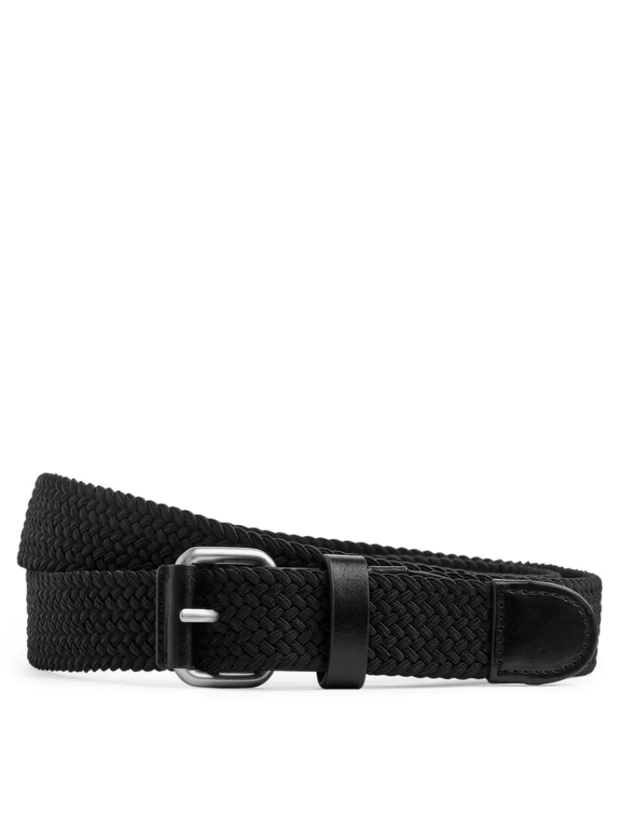 Sale ARKET Braided Leather Trimmed Belt Black