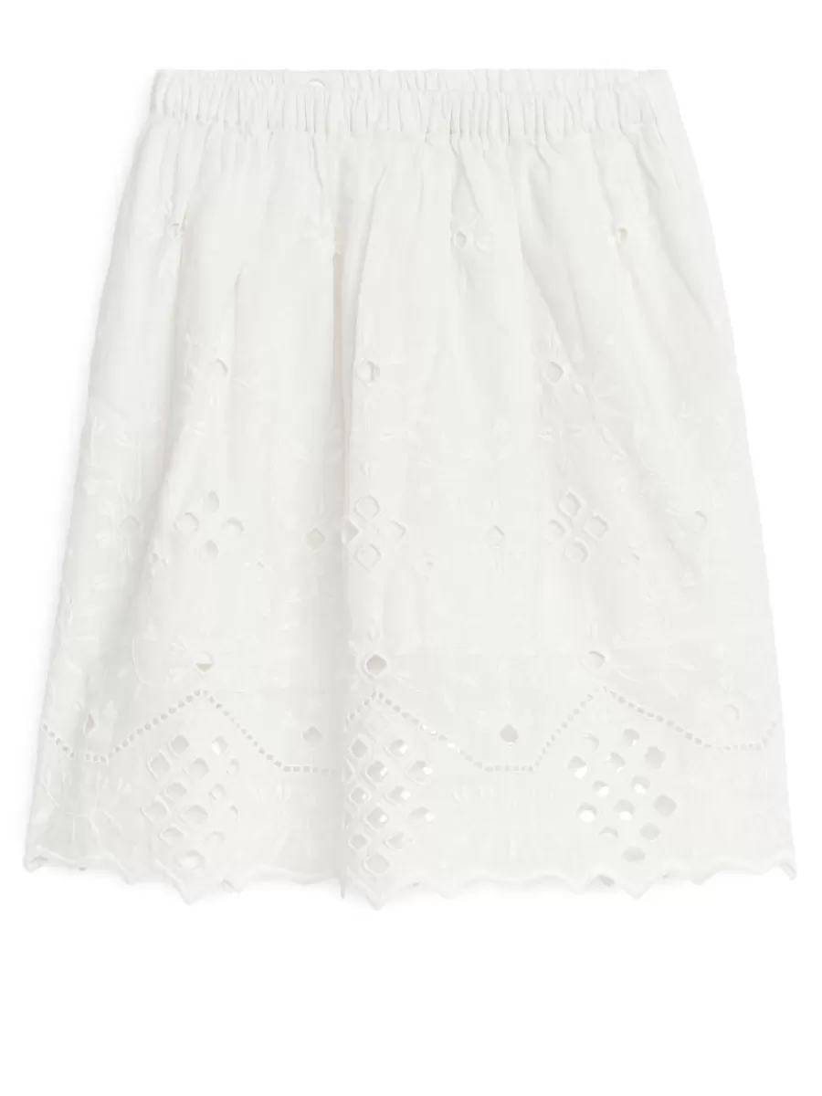 Discount ARKET Broderie Anglaise Midi Skirt White