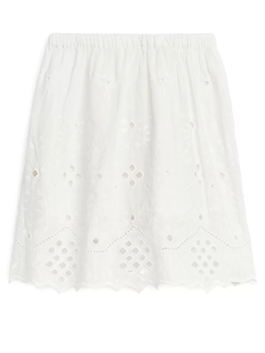 Discount ARKET Broderie Anglaise Midi Skirt White