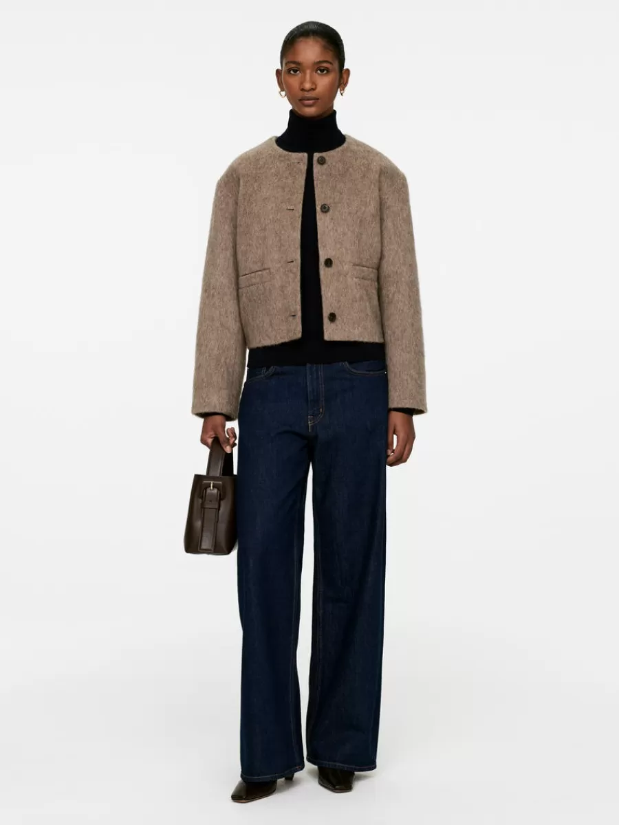 Discount ARKET Brushed Wool-Blend Jacket Dark Beige