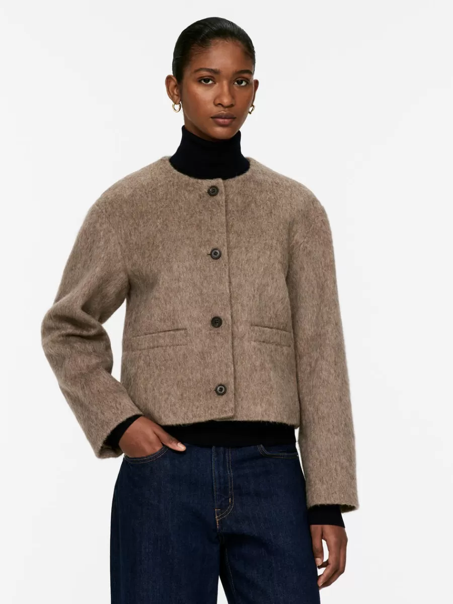 Discount ARKET Brushed Wool-Blend Jacket Dark Beige