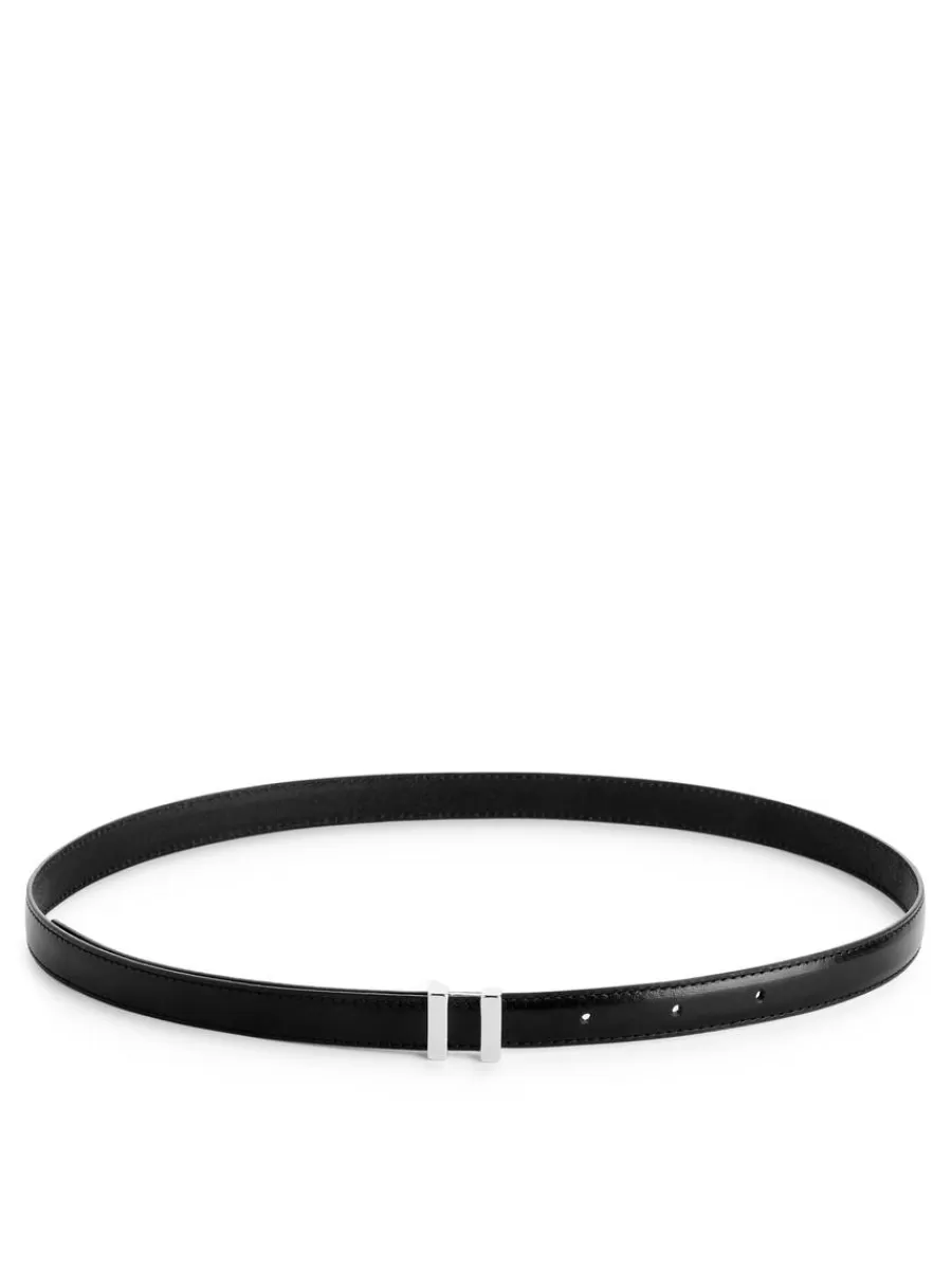 Shop ARKET Buckle Leather Belt Black