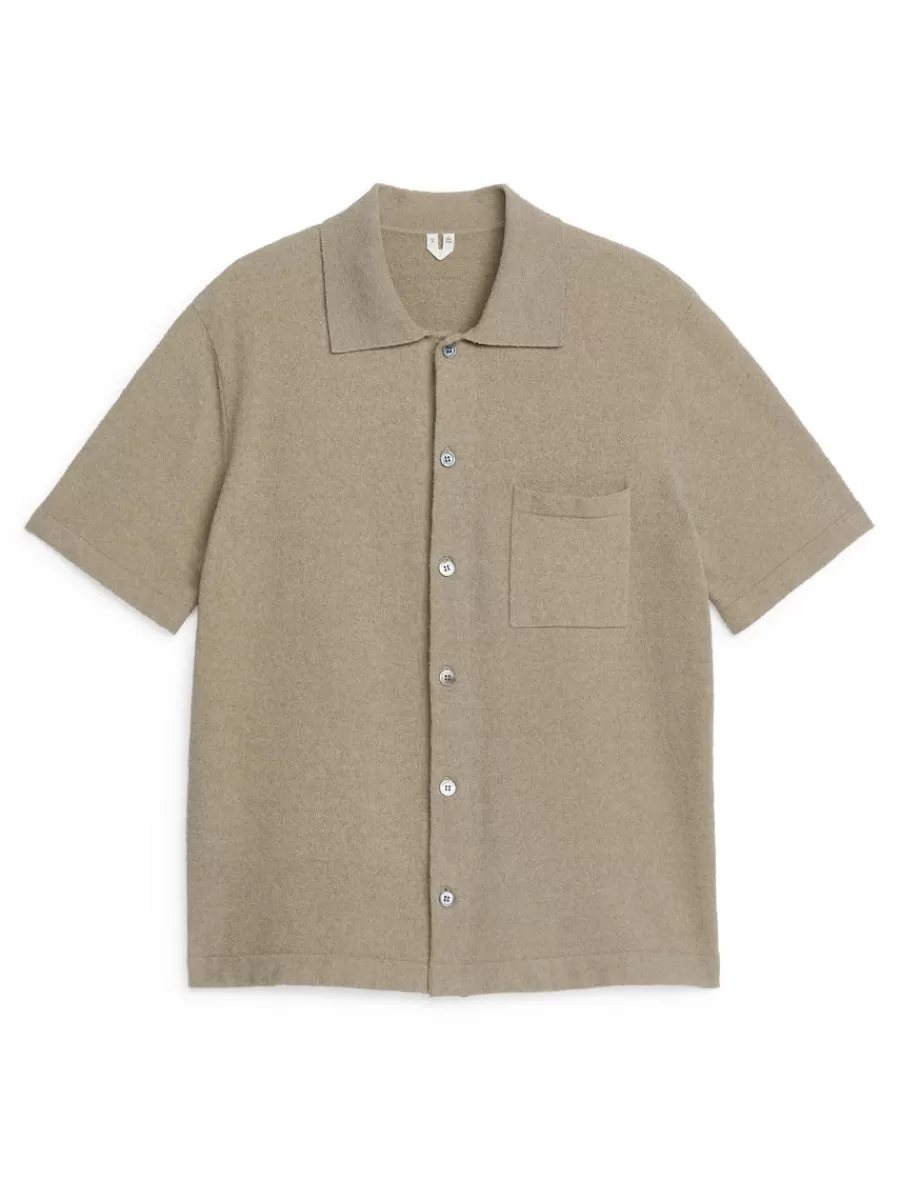 Sale ARKET Button-Up Polo Shirt Mole