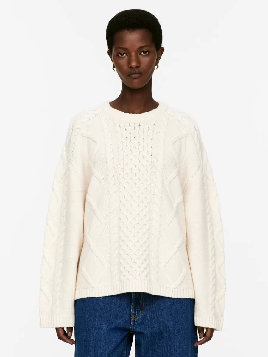 Outlet ARKET Cable Knit Wool Jumper Off White