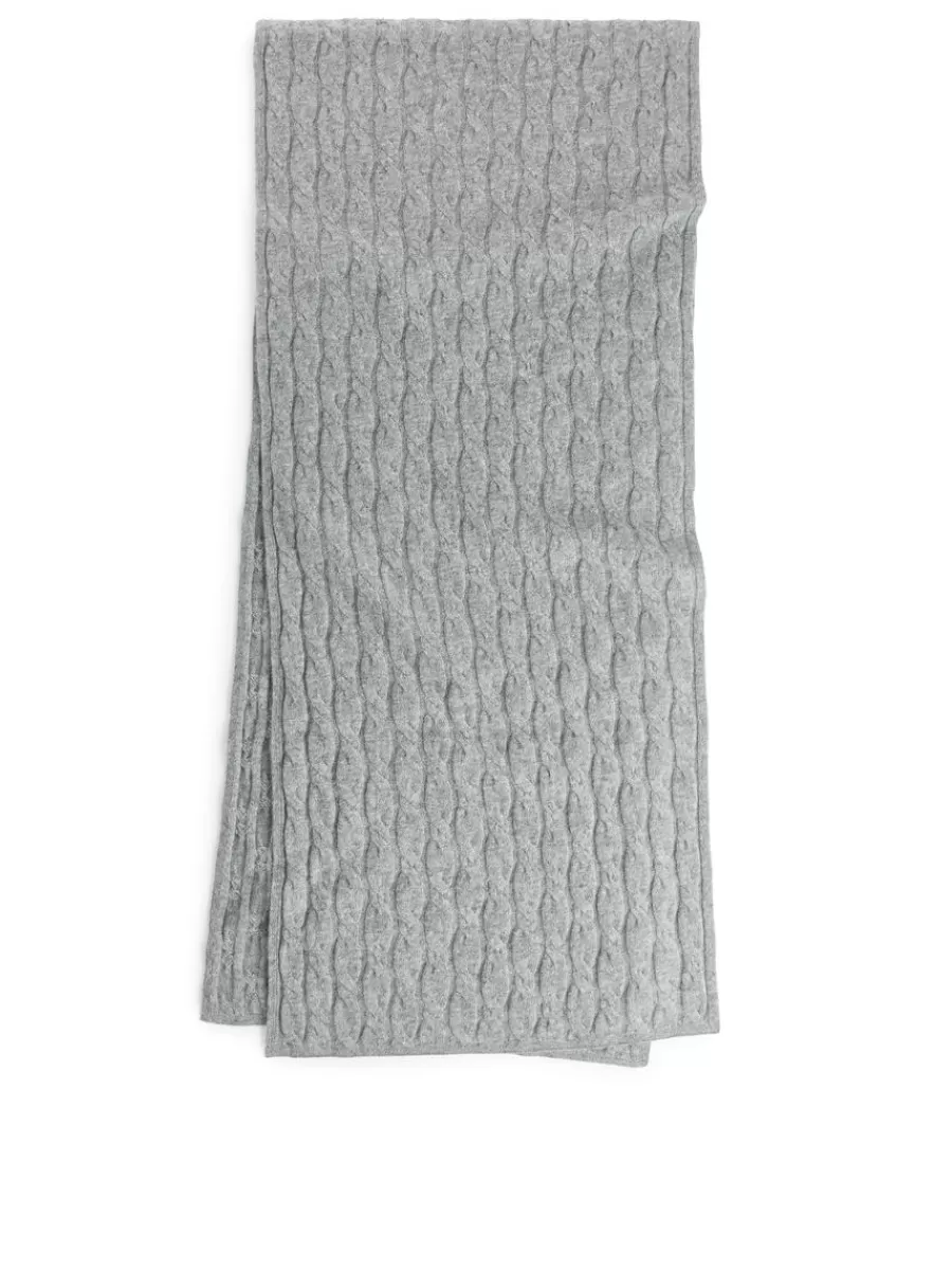 Flash Sale ARKET Cable-Knit Cashmere Scarf Grey