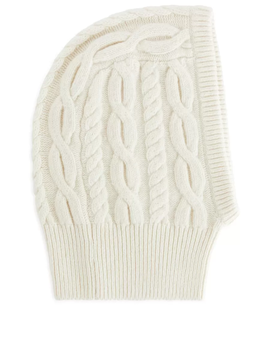 New ARKET Cable-Knit Fitted Hood Off White