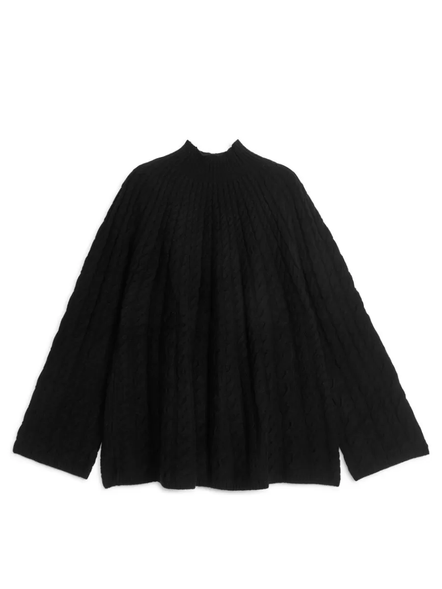 Outlet ARKET Cable-Knit Wool Jumper Black