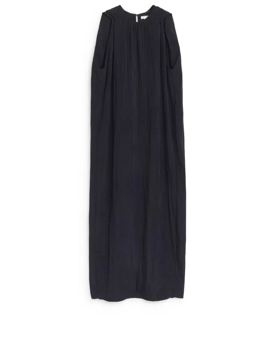 Fashion ARKET Cape-Sleeve Maxi Dress Dark Blue