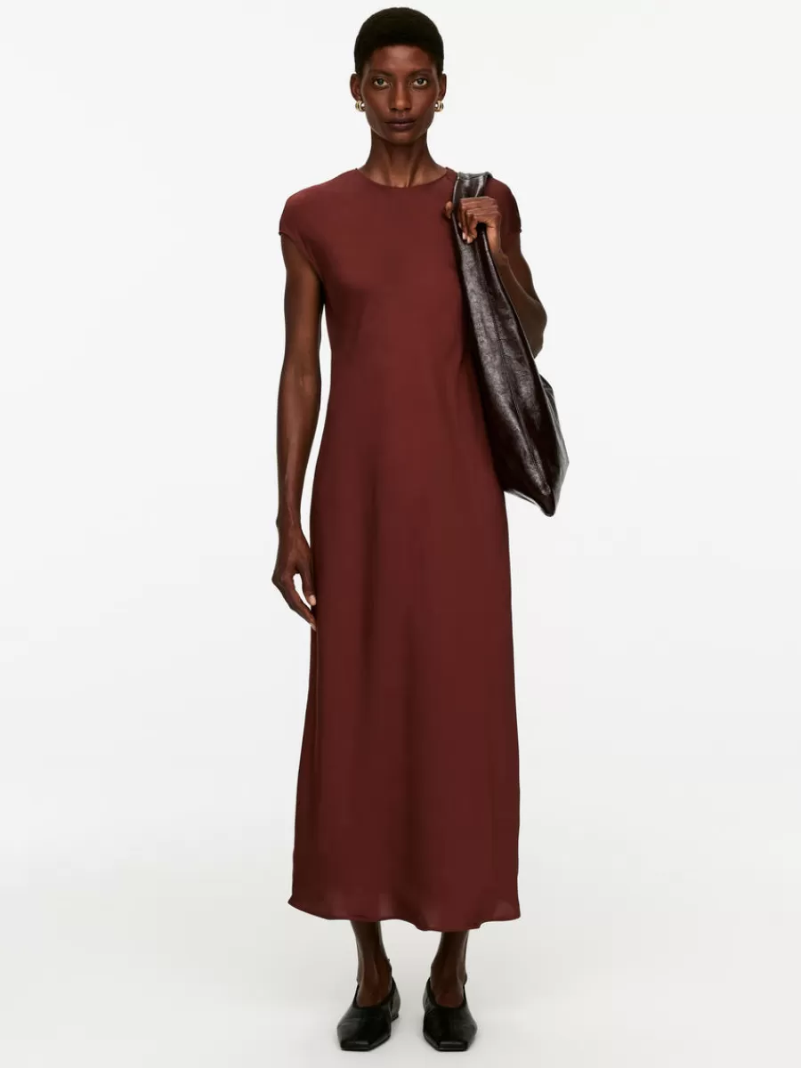 Best Sale ARKET Cap-Sleeve Maxi Dress Dark Red
