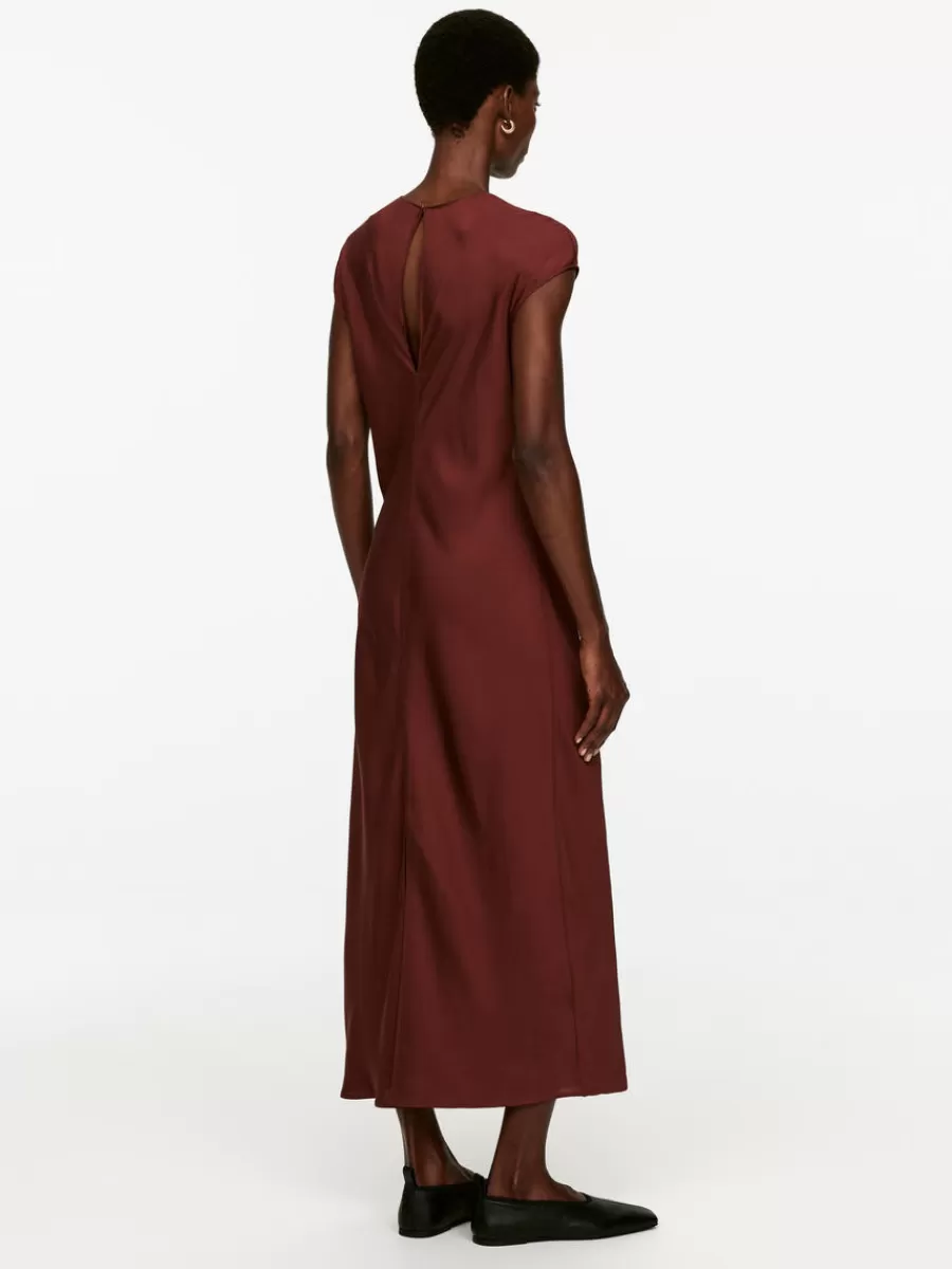 Best Sale ARKET Cap-Sleeve Maxi Dress Dark Red