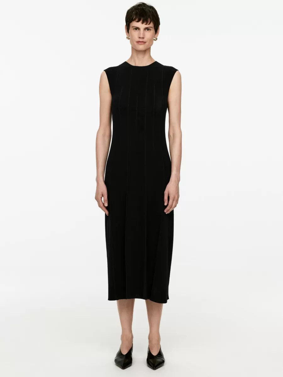 Clearance ARKET Cap-Sleeve Rib Dress Black