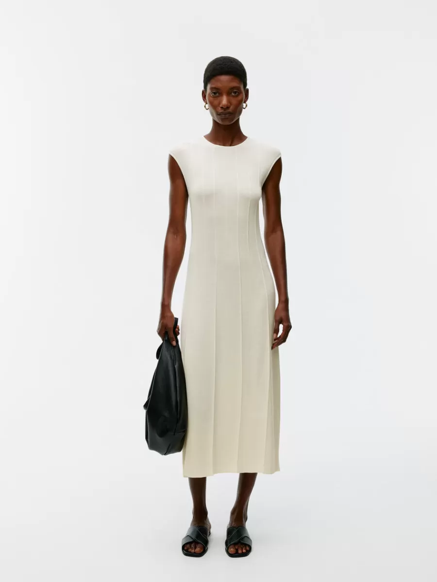 Cheap ARKET Cap-Sleeve Rib Dress Off White