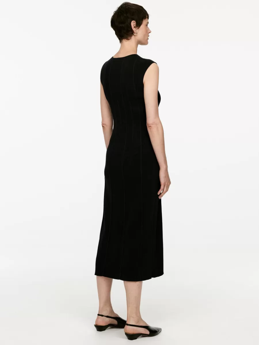 Clearance ARKET Cap-Sleeve Rib Dress Black