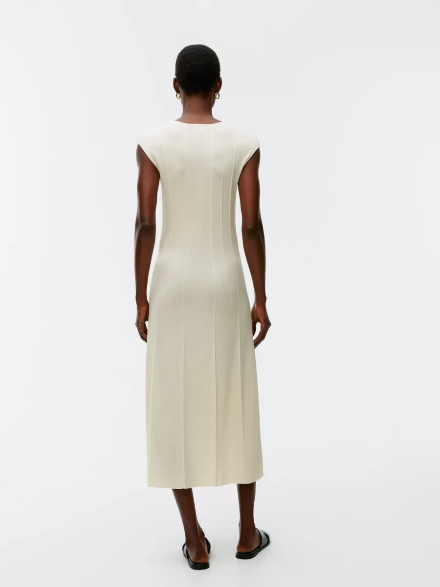 Cheap ARKET Cap-Sleeve Rib Dress Off White