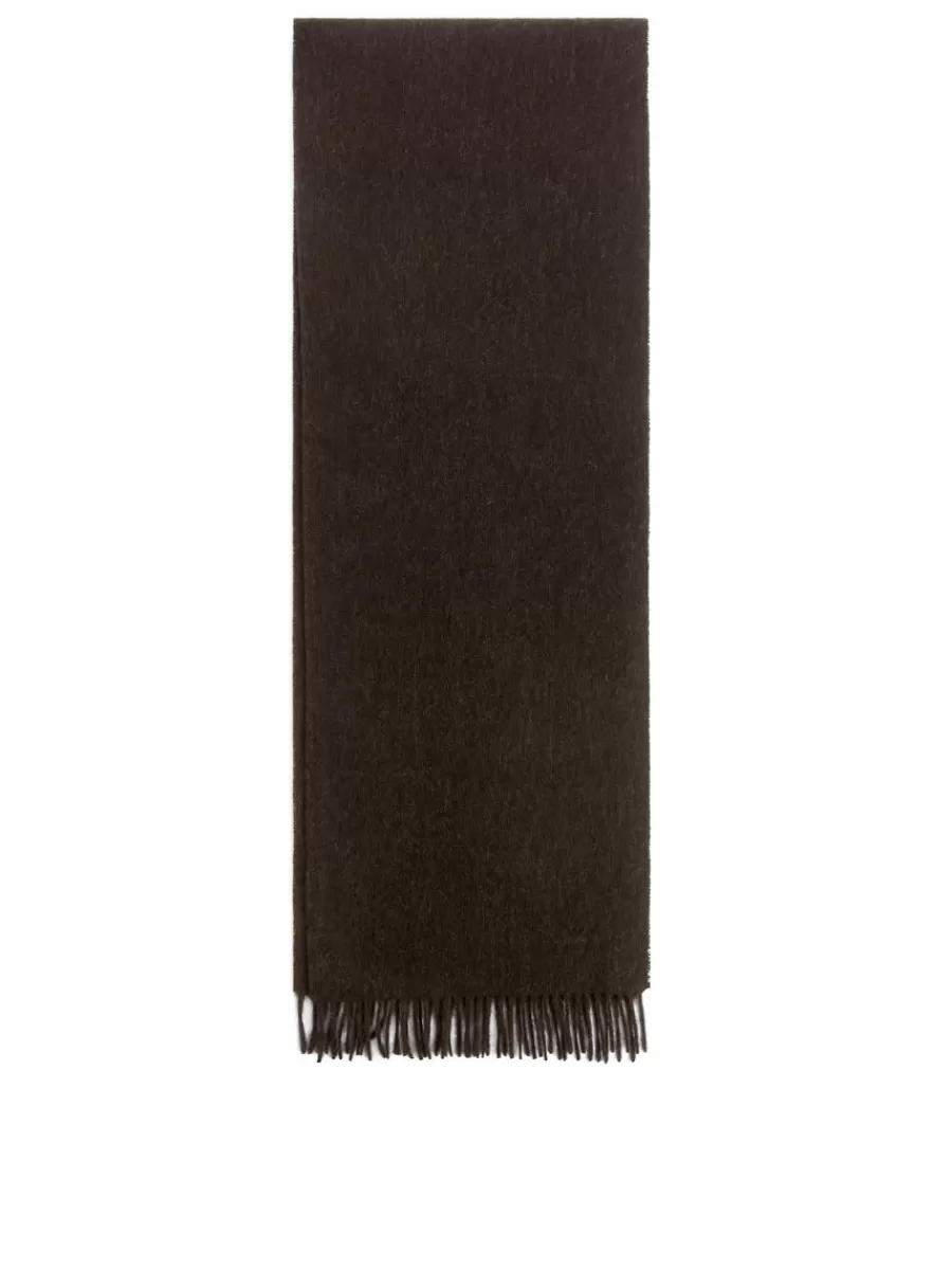 Cheap ARKET Cashmere Scarf Dark Brown